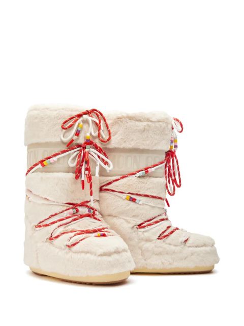 Moon Boot Icon faux-fur beaded boots - White