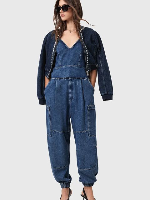 AllSaints bluzka jeansowa LILAH damska kolor niebieski gładka W006PD