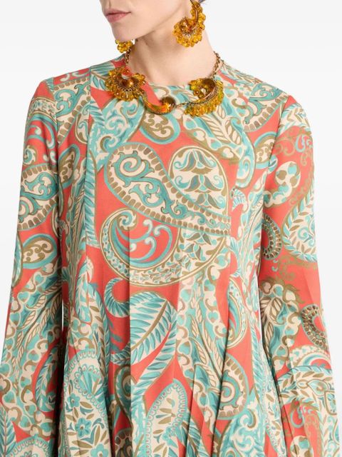 ETRO paisley pleated mini dress - Orange