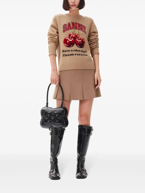 GANNI intarsia-knit cherries jumper - Brown - zdjęcie produktu nr 2