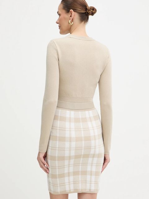 Guess sukienka z domieszką wełny CORALINE kolor beżowy mini dopasowana W5BK44 Z3JD2