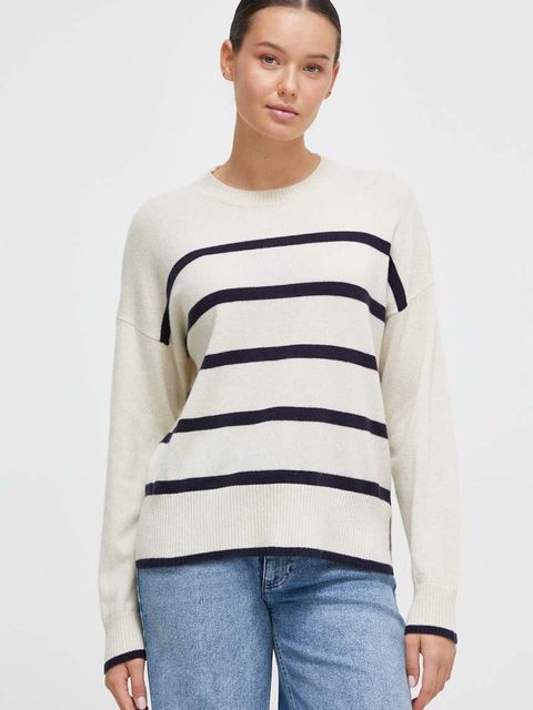 United Colors of Benetton sweter kaszmirowy kolor beżowy lekki