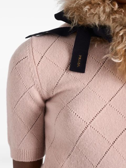 Prada diamond-pattern short-sleeved sweater - Pink