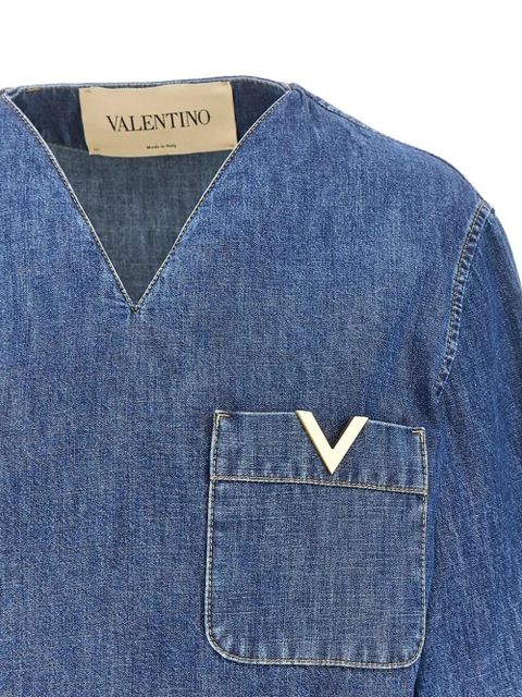 Valentino Garavani V-neck pocket blouse - Blue - zdjęcie produktu nr 2