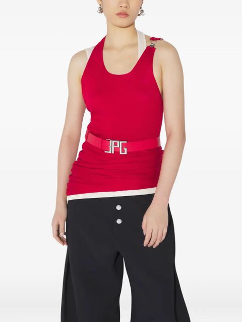 Jean Paul Gaultier ribbed twisted double-layer tank top - Red
