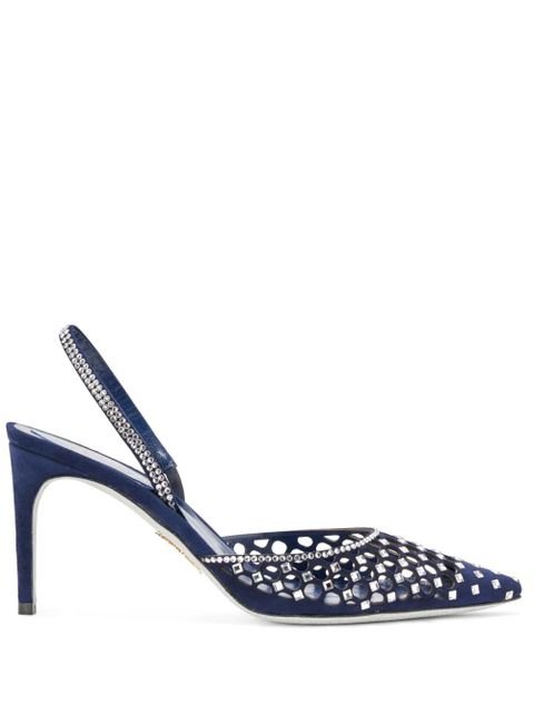 René Caovilla Carrie suede slingback pumps - Blue - zdjęcie produktu nr 1