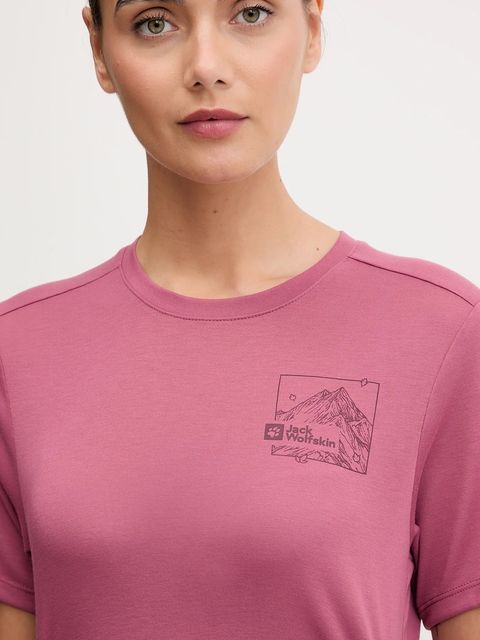 Jack Wolfskin t-shirt sportowy Vonnan Graphic kolor różowy A63953