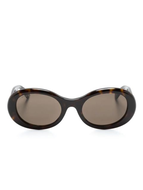 Gucci Eyewear tortoiseshell oval-frame sunglasses - Brown - zdjęcie produktu nr 1