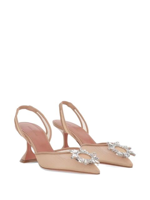 Amina Muaddi brooch-embellishment sling pumps - Neutrals - zdjęcie produktu nr 2
