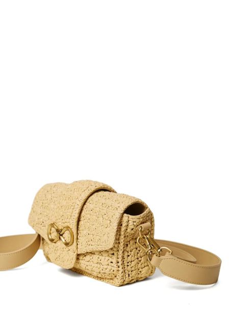 TWINSET logo-plaque woven shoulder bag - Neutrals