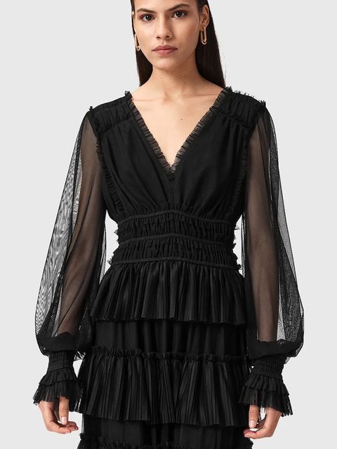 AllSaints sukienka XANTARA kolor czarny maxi rozkloszowana W029DD - zdjęcie produktu nr 2