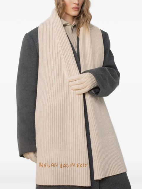 Ruslan Baginskiy logo-emboridered ribbed scarf - Neutrals - zdjęcie produktu nr 1