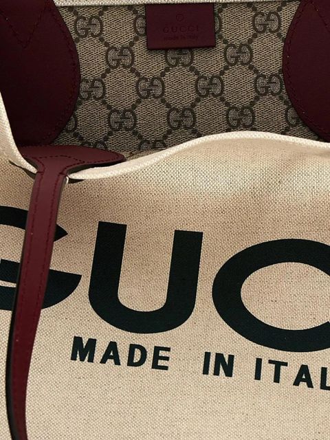 Gucci logo-print canvas tote bag - Neutrals