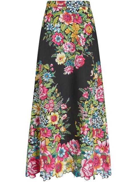 ETRO floral-print cotton maxi skirt - Black - zdjęcie produktu nr 1