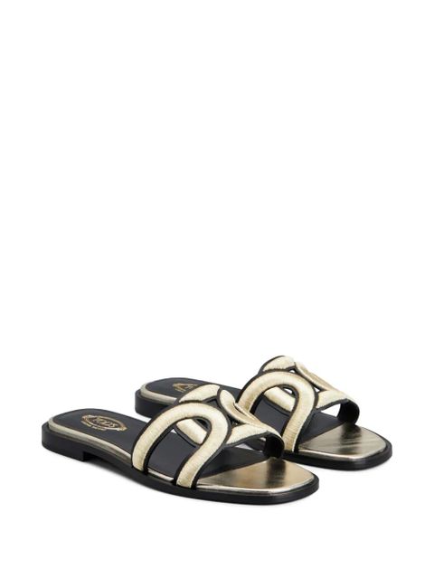 Tod's embroidered-stap flat sandals - Gold - zdjęcie produktu nr 2