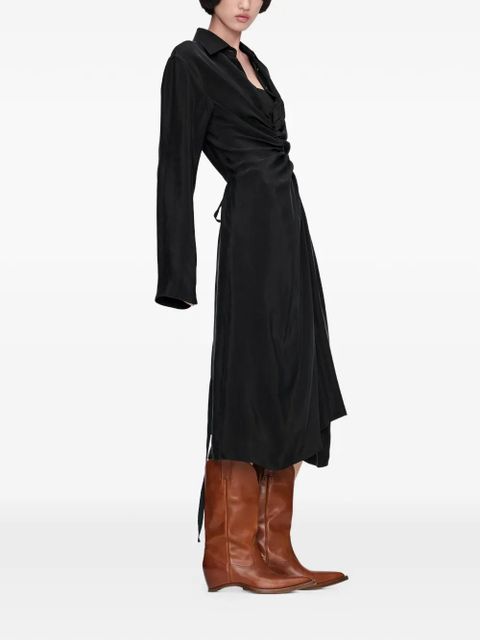 Maison Margiela twisted draped shirt dress - Black