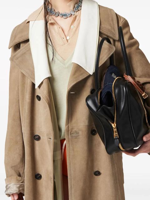 Miu Miu double-breasted suede coat - Neutrals