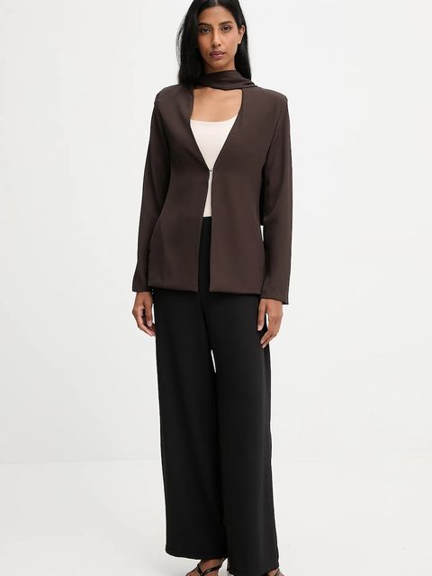 Answear.LAB marynarka kolor brązowy jednorzędowa gładka