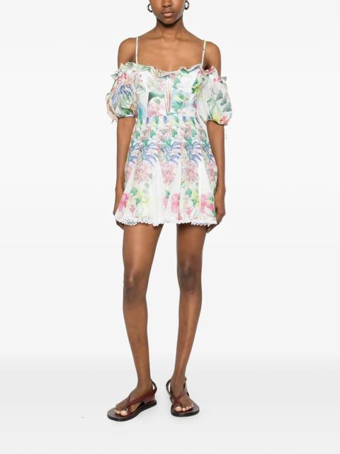 Charo Ruiz Ibiza floral ruffled mini dress - White - zdjęcie produktu nr 2