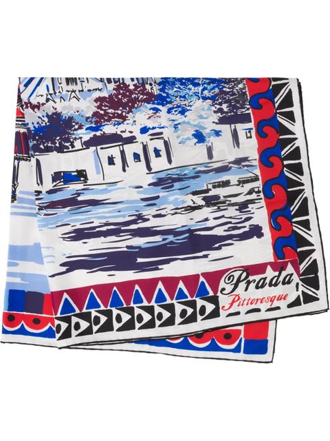 Prada Pittoresque Paris printed foulard - Blue - zdjęcie produktu nr 1