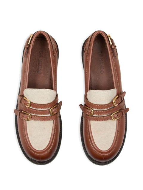 SANDRO buckled leather loafers - Brown