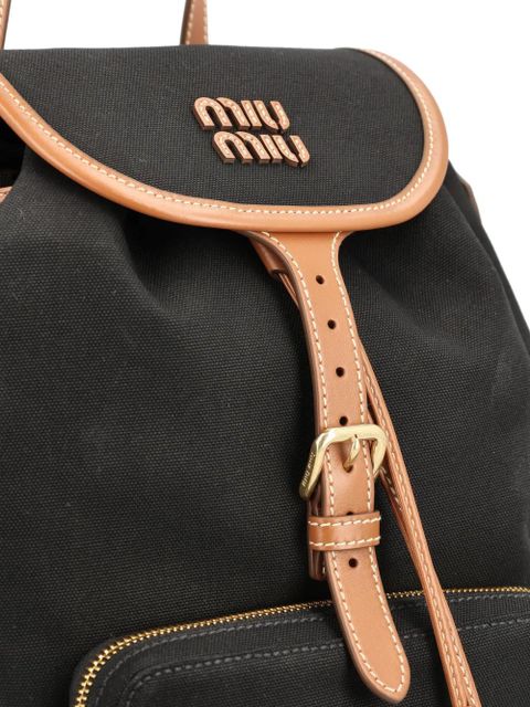 Miu Miu logo-patch flap backpack - Black