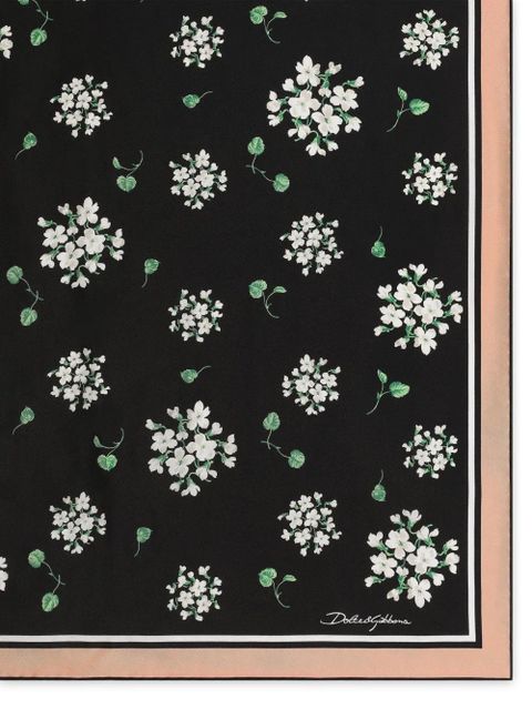 Dolce & Gabbana 70x70 geranium-print silk twill scarf - Black - zdjęcie produktu nr 2