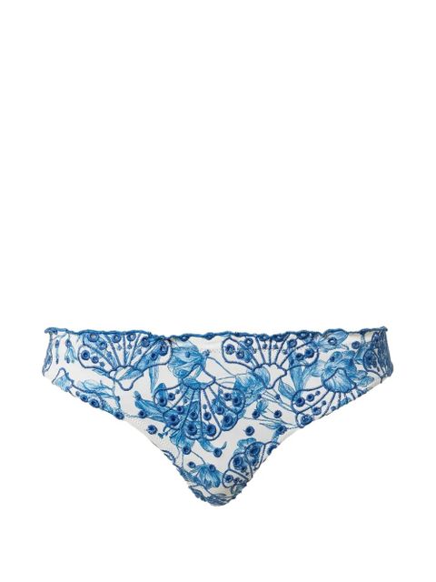 TWINSET embroidered Brazilian bikini bottoms - Blue - zdjęcie produktu nr 1