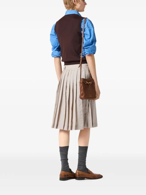 Miu Miu checked pleated midi skirt - Neutrals
