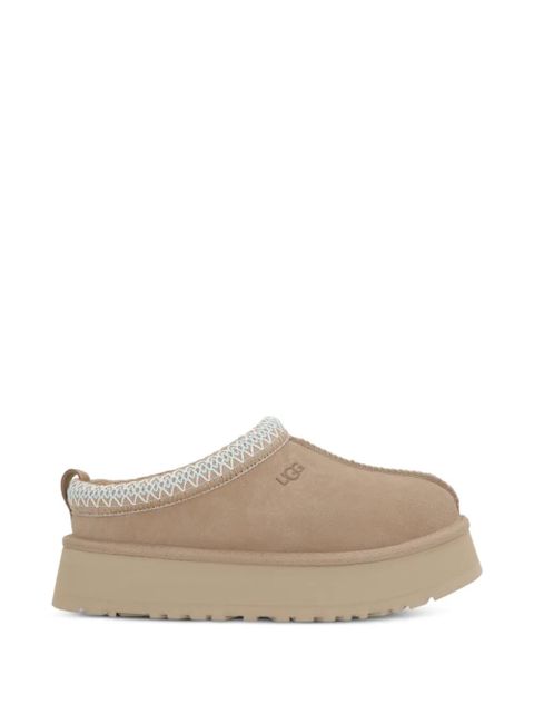 UGG embroidered-trim suede mules - Neutrals - zdjęcie produktu nr 1