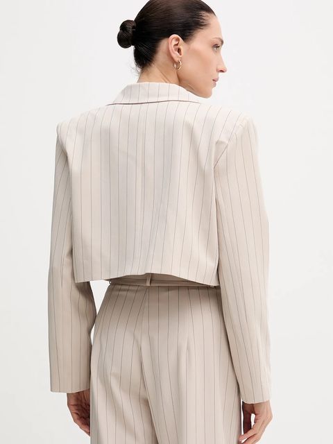 Answear.LAB marynarka kolor beżowy niezapinana wzorzysta