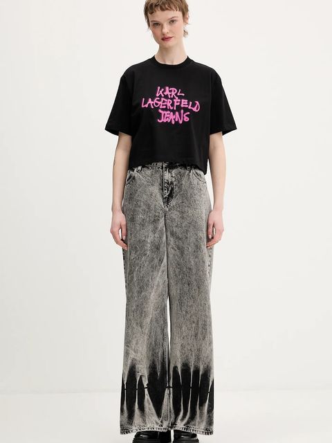 Karl Lagerfeld Jeans t-shirt bawełniany damski kolor czarny B1W17054 - zdjęcie produktu nr 2