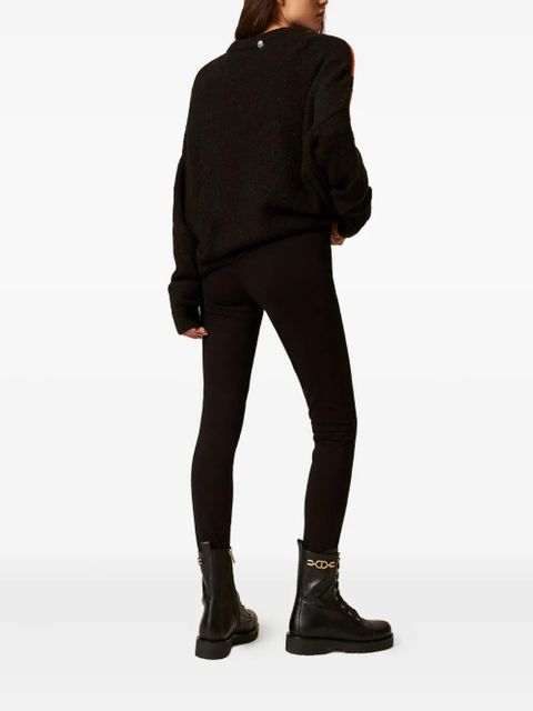 TWINSET satin-waistband trousers - Black