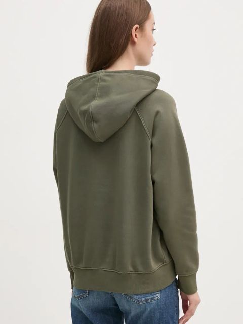 Pepe Jeans bluza FELICITY HOODIE damska kolor zielony z kapturem gładka PL581462
