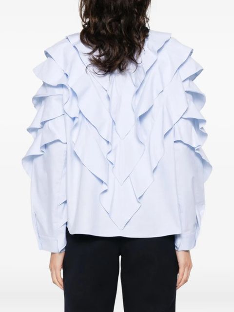 SANDRO ruffled cotton shirt - Blue