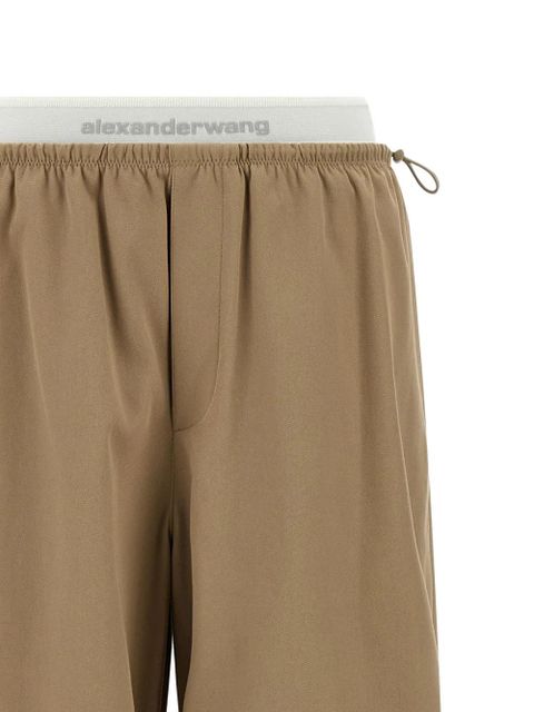 Alexander Wang double-layer logo-waistband trousers - Brown