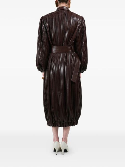 Rowen Rose pleated long bomber coat - Brown