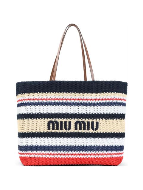 Miu Miu striped tote bag - Blue - zdjęcie produktu nr 1