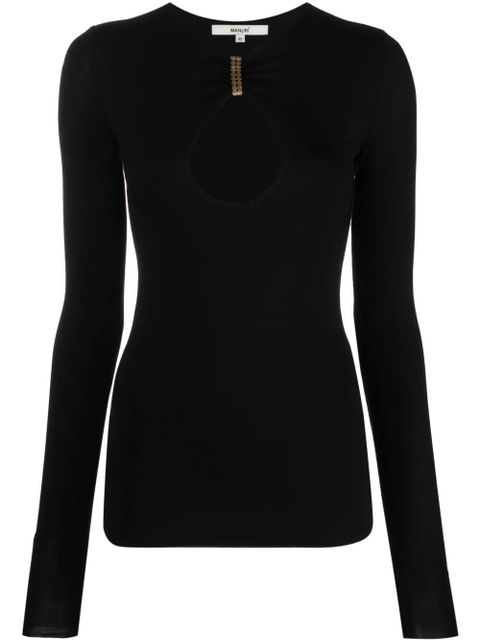 MANURÍ long-sleeve cut-out T-shirt - Black - zdjęcie produktu nr 1