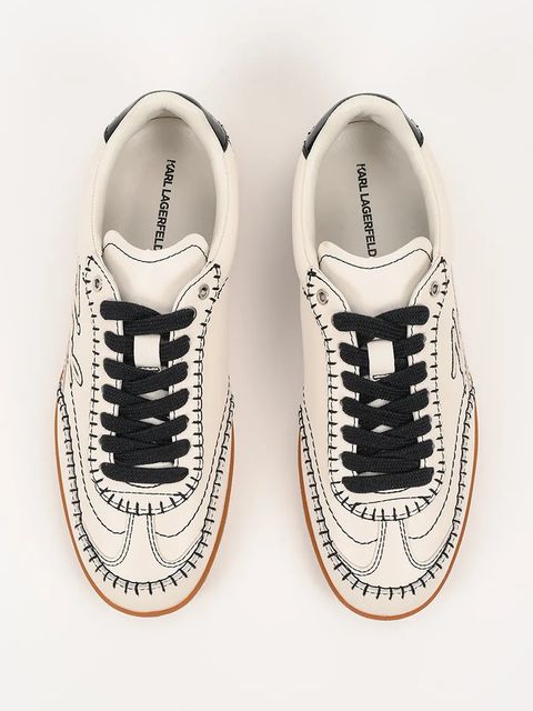 Karl Lagerfeld sneakersy skórzane KANDIDATE damskie kolor beżowy KL63810A