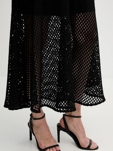 Dkny sukienka kolor czarny maxi rozkloszowana P5KD8DQY