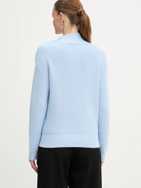 Morgan sweter z domieszką wełny MSTORI damski kolor niebieski z półgolfem MSTORI