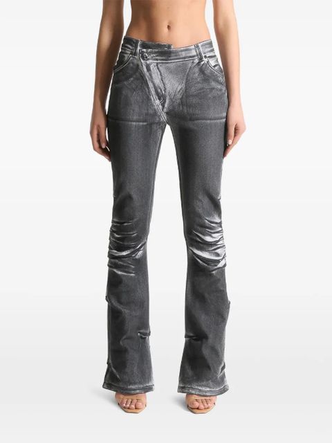 Manière De Voir Oil Print Tacked jeans - Grey