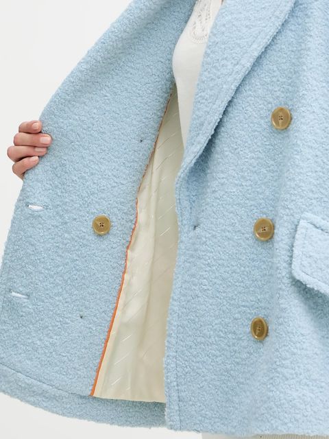 BOSS Orange płaszcz z dodatkiem wełny kolor niebieski 50548664