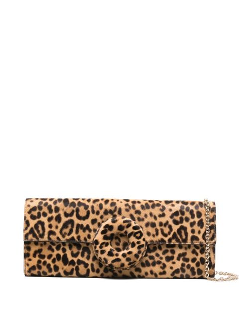 Aquazzura leopard-print ring-detail clutch - Brown - zdjęcie produktu nr 1