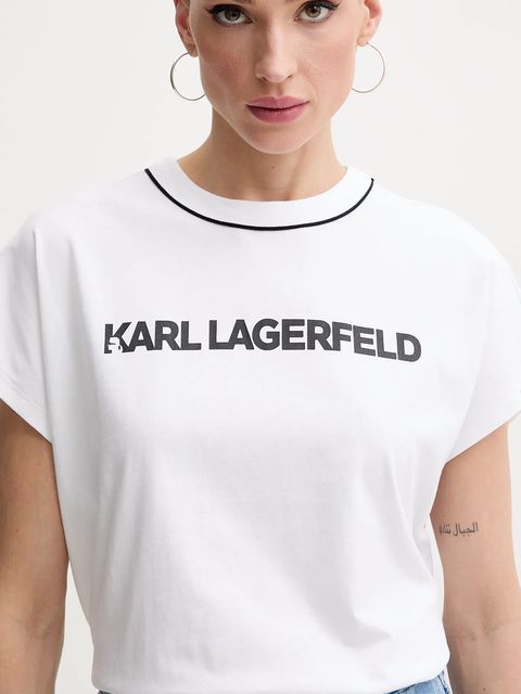 Karl Lagerfeld t-shirt bawełniany damski kolor biały A2W17109