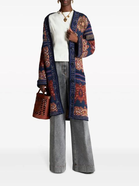 ETRO paisley-print belted trench coat - Blue - zdjęcie produktu nr 2