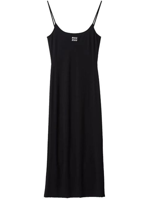 Miu Miu logo-print jersey midi dress - Black - zdjęcie produktu nr 1