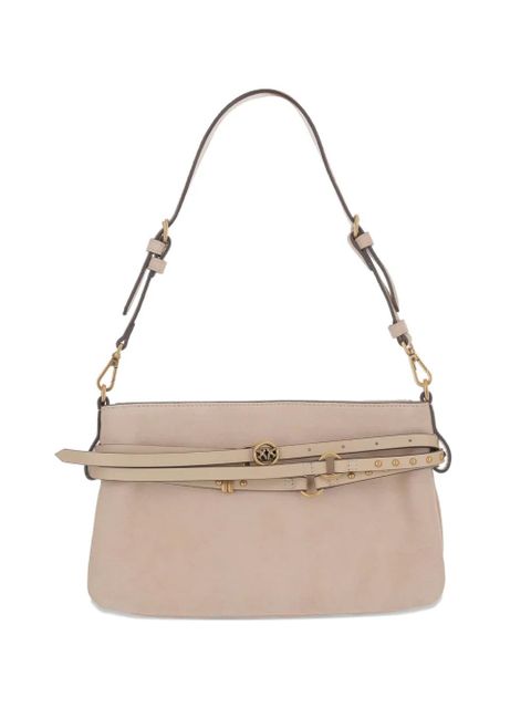 PINKO medium suede metal-logo shoulder bag - Neutrals - zdjęcie produktu nr 1