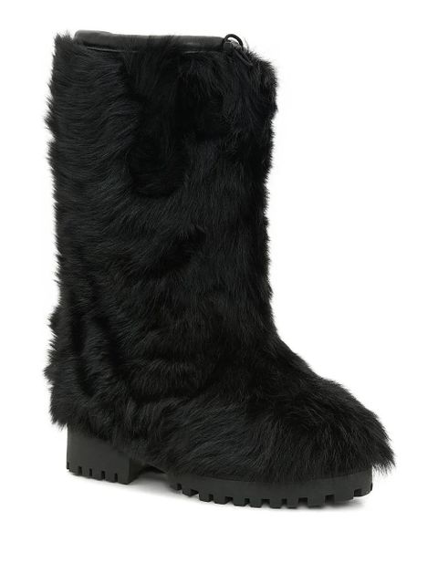 Yves Salomon shearling knee-high boots - Black - zdjęcie produktu nr 2
